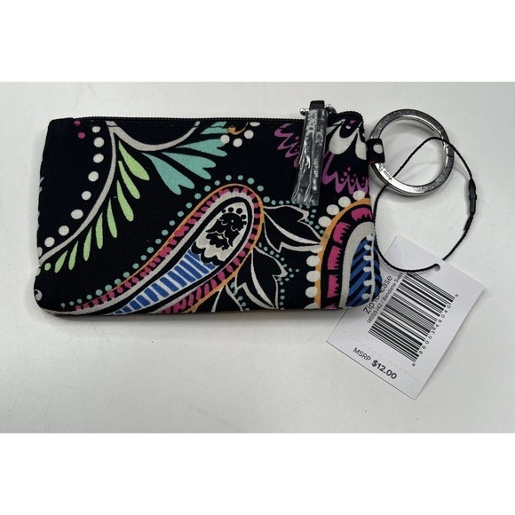 NWT Vera Bradley Black Paisley Zip ID Case - Picture 1 of 7